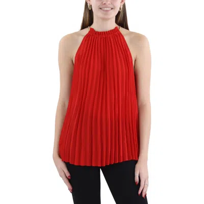 Dkny Womens Halter Shutter Pleat Tank Top In Red