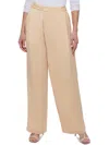 Dkny Plus Womens High Rise Pleated Wide Leg Pants In Beige