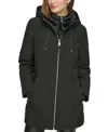 Dkny Womens Hooded Bibbed Zip-front Puffer Coat In Black
