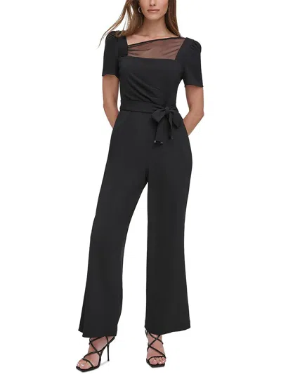Dkny Womens Illusion V-neck Jumpsuit In Black