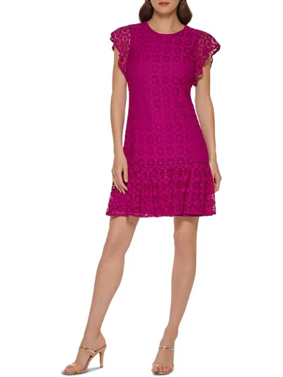 Dkny Womens Lacey Short Fit & Flare Dress In Pink