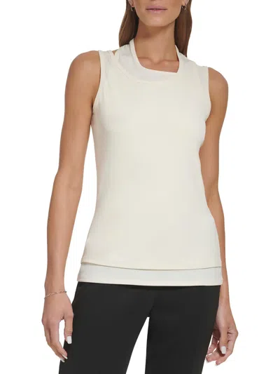 Dkny Womens Layered Sleeveless Tank Top In White