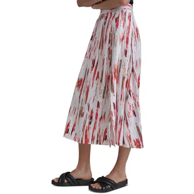 Dkny Womens Linen Blend Printed Midi Skirt In Multi