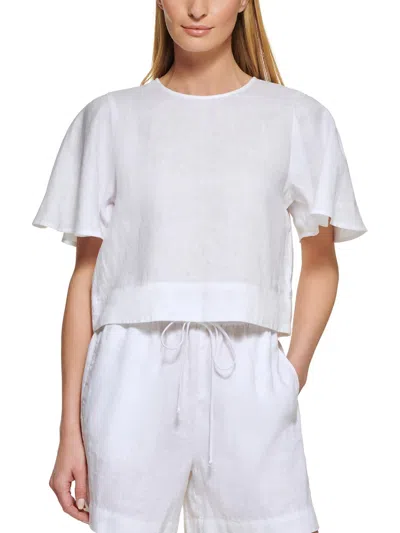 Dkny Womens Linen Cropped In White