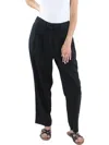 Dkny Womens Linen High Rise Straight Leg Pants In Black