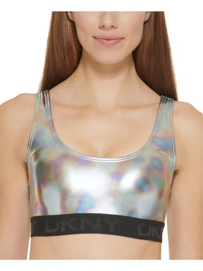 Dkny Womens Logo Lined Bikini Swim Top In Multi