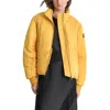 Dkny Coated Satin Puffer Bomber Jacket In Gold