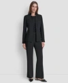 Dkny Womens Mandarin Collar Open Front Blazer High Waist Wide Leg Trousers In Black