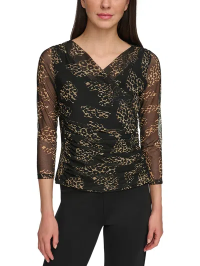 Dkny Womens Meh Polyester Blouse In Black/pecan