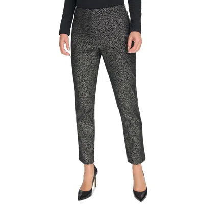 Dkny Womens Metallic Ankle Ankle Pants In Black
