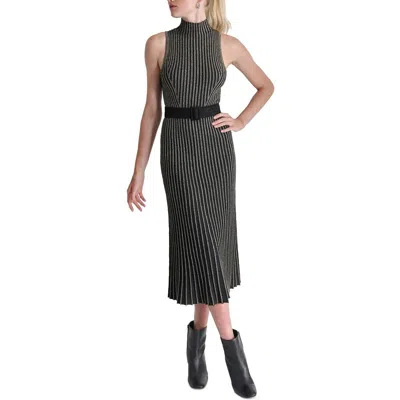 Dkny Womens Metallic Knit Sweaterdress In Black