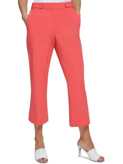 Dkny Womens Mid-rise Cropped Flared Pants In Pink