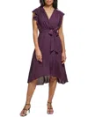 DKNY WOMENS MIDI FLUTTER SLEEVE MIDI DRESS