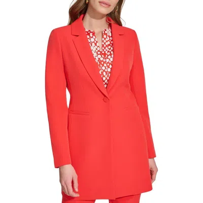 Dkny Womens Notch Collar Long One-button Blazer In Flame