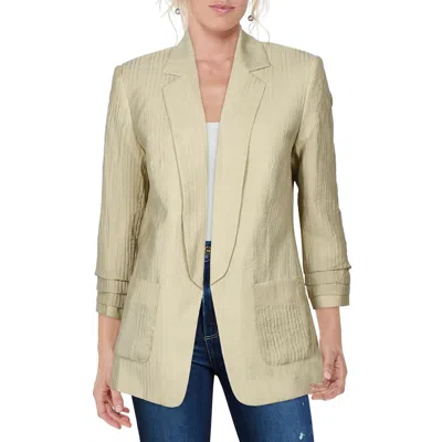 Dkny Womens Notch-collar Ruched Open-front Blazer In Neutral