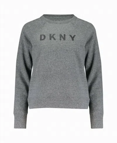 Dkny Womens Ombre Glitter Logo Sweatshirt In Gray In Black