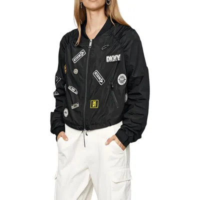 Dkny Womens Patchwork Polyester Bomber Jacket