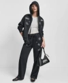 Dkny Womens Pins Patches Scuba Pants Long Sleeve Scuba Jacket In Black
