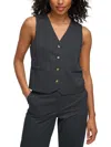 Dkny Womens Pinstripe Casual Vest In Black