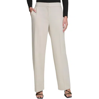 Dkny Womens Peak Lapel Blazer Sleeveless Pleated Neck Top High Rise Wide Leg Pants In Pebble