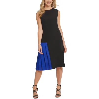 Dkny Womens Pleated Midi Cocktail And Party Dress In Black
