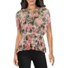 Dkny Womens Pleated Printed Peplum Top In Multi