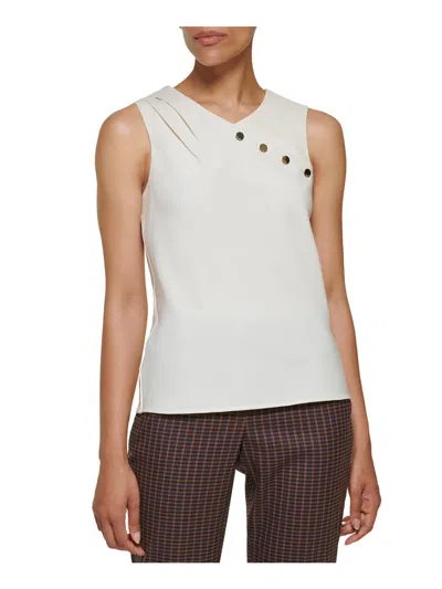 Dkny Womens Pleated V Neck Tank Top In Beige