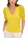Dkny Puff Sleeve V-neck Sweater In Multi