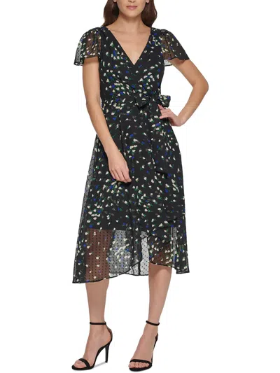 Dkny Womens Polyester Midi Dress In Multi