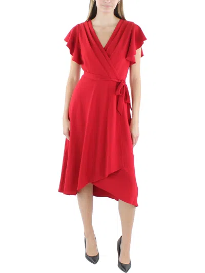Dkny Womens Polyester Wrap Dress In Red