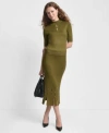 Dkny Womens Ponte Grommet Midi Skirt Mockneck Sweater Sweater Midi Skirt In Green