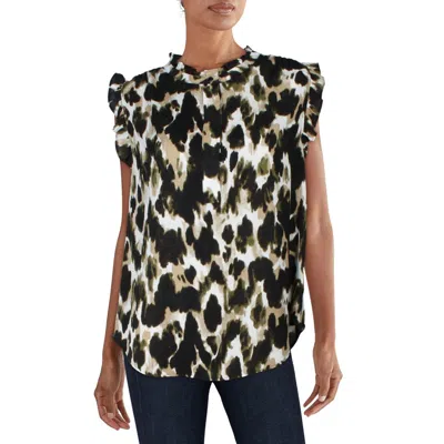 Dkny Womens Printed Polyester Blouse In Black