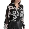 Dkny Womens Printed Polyester Button-down Top In Multi
