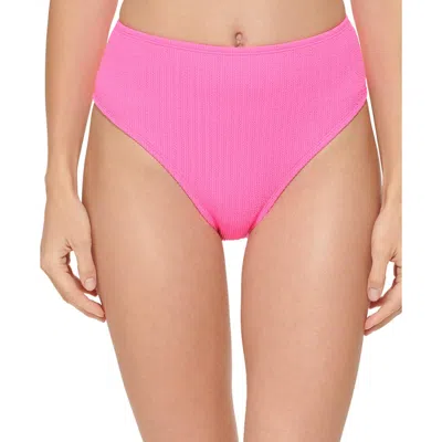 Dkny Womens Ribbed High-waist Swim Bottom Separates In Pink
