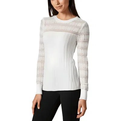 Dkny Womens Ribbed Knit Pullover Top In White