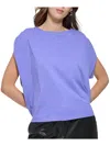 DKNY WOMENS RUCHED CAP SLEEVE PULLOVER TOP