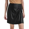Shop Dkny Womens Ruched Polyester Mini Skirt In Black