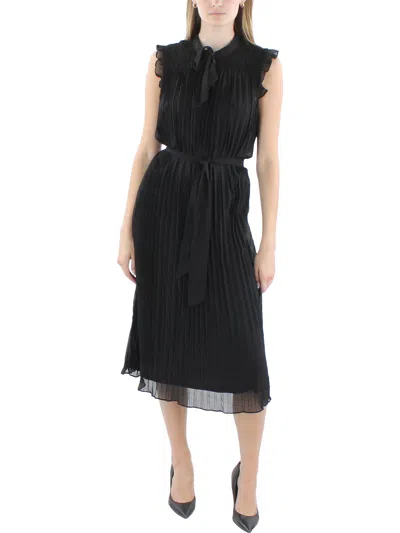 Dkny Womens Ruffled Polyester Midi Dress In Black
