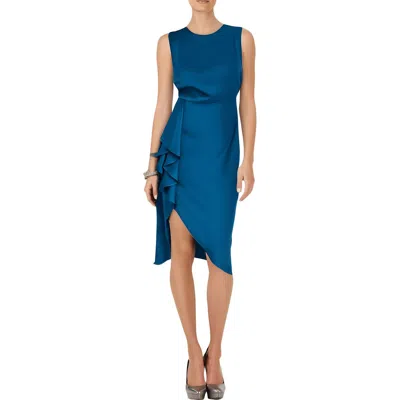 Dkny Womens Ruffled Satin Midi Dress In Blue