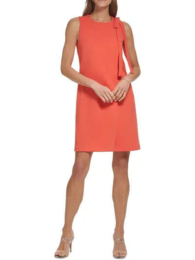 Dkny Womens Scuba Short Shift Dress In Orange