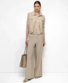 Dkny Womens Seersucker Square Neck Bustier Top Seersucker Button Front Cropped Jacket Seersucker High Ris In Neutral
