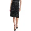 Dkny Women's Sequined Side-slit Pencil Skirt In Black