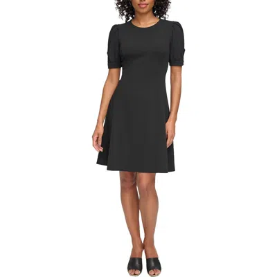 Dkny Womens Short Sleeve Midi Fit & Flare Dress In Blue