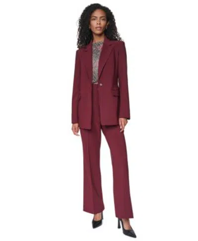 Dkny Womens Shoulder Padded One Button Notch Collar Blazer Pants In Cabernet
