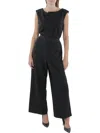 Dkny Women's Asymmetric Short-sleeve Wide-leg Jumpsuit In Black