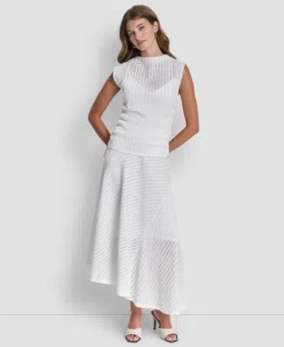 Dkny Womens Sleeveless Open Textured Top Textured A Line Pull On Skirt In Animal Print