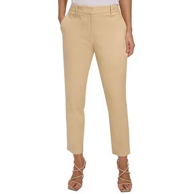 Dkny Womens Solid Linen Ankle Pants In Sandalwood