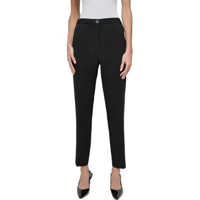 Dkny Womens Solid Polyester Ankle Pants In Black
