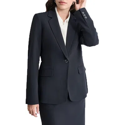 Dkny Womens Solid Rayon One-button Blazer In Navy