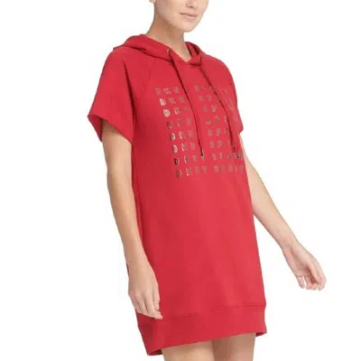 Dkny Womens Sport Metallic Logo Sneaker Fitness Fleece Dress In Murano In Red